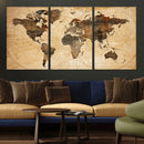 Push Pin World Map Canvas Print – Framed Travel Tracker Wall