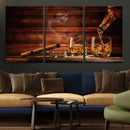 Whiskey and Cigar Wall Art Canvas | 3 Panel Bar Room Decor by MyGreatCanvas | Canvas Wall Art Prints | Photo Prints & Wall Decor