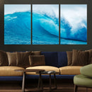 Big Ocean Surfing Wave Wall Art Canvas Print