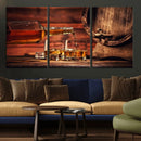 Whiskey and Cigar Canvas Wall Art | 3 Panel Bar Room Decor by MyGreatCanvas | Canvas Wall Art Prints | Photo Prints & Wall Decor