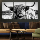 Black and White Scottish Cow Canvas Wall Art Highland Cattle by MyGreatCanvas | Canvas Wall Art Prints | Photo Prints & Wall Decor