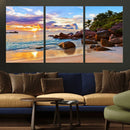 Tropical Island Beach Sunset Canvas Print