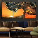 Surf Wave Sunset Canvas Wall Art Print, 3-Panel Ocean by MyGreatCanvas | Canvas Wall Art Prints | Photo Prints & Wall Decor