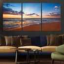 Serene Ocean Sunset Canvas Print, Golden Hour Beach Wall