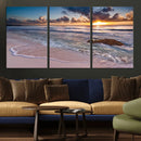 Sea Ocean Sunset Beach Wall Art Canvas Print