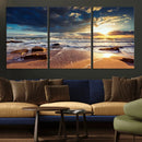 Golden Hour Beach Sunset Canvas Triptych, Ocean Waves and by MyGreatCanvas | Canvas Wall Art Prints | Photo Prints & Wall Decor