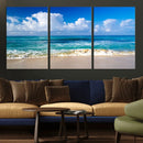 Tropical Beach 3-Panel Canvas Wall Art – Serene Ocean Waves
