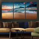 Sunset on Beach Wall Art Ocean Beach Canvas Print