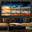 Golden Hour Sunset Over Ocean Waves Wall Art Canvas Print | by MyGreatCanvas | Canvas Wall Art Prints | Photo Prints & Wall Decor