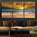 Golden Sunset Beach Canvas Wall Art – Triptych Seascape by MyGreatCanvas | Canvas Wall Art Prints | Photo Prints & Wall Decor