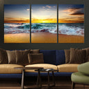 Golden Sunset Ocean Waves Wall Art Canvas Print – Multi