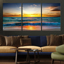 Vibrant Ocean Sunrise Over Golden Beach Waves, Giclee Canvas
