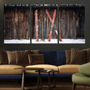 Vintage Ski Gear Canvas Print, Vintage Ski Gear Against