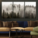 Foggy Mountain Wall Art | 3-Panel Foggy Forest and Mountain