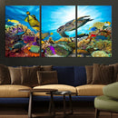 Aquatic Life Sea Turtles Fish Wall Art Canvas Print
