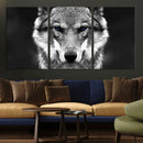 Black and White Wild Wolf Wall Art Canvas Print