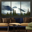 Mountain Mist Canvas Wall Art Print | 3-Panel Foggy Forest