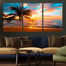 Palm Tree Sunset On The Beach Wall Art Canvas, Framed Palm by MyGreatCanvas | Canvas Wall Art Prints | Photo Prints & Wall Decor