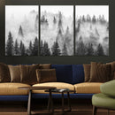 Forest Wall Art Print | Foggy Pine Forest Canvas Wall Art -