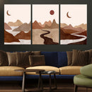 Boho Wall Art Canvas Print Set Mid-Century Prints Bohemian