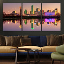 Colorful Dallas City Lights Night Skyline Wall Art Print