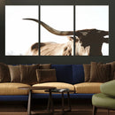 Texas Longhorn Wall Art Canvas Print | 3-Panel Large