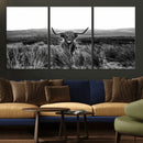 Black and White Highland Cow Canvas Wall Art, Longhorn by MyGreatCanvas | Canvas Wall Art Prints | Photo Prints & Wall Decor