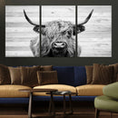 Scottish Highland Cow Cattle Art Print on Wood Background by MyGreatCanvas | Canvas Wall Art Prints | Photo Prints & Wall Decor