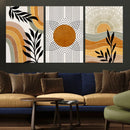Modern Boho Sun and Leaf Abstract Art – 3-Panel Giclée by MyGreatCanvas | Canvas Wall Art Prints | Photo Prints & Wall Decor