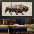 Buffalo Wall Art, Western Bison Canvas Print, Rustic Buffalo