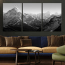 Everest Himalaya Mountain Peaks Black & White Triptych
