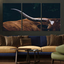 Texas Longhorn Bull Wall Art Canvas Print - Large Framed