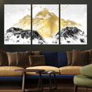 Golden Mountain Triptych Wall Art Canvas Print, Modern