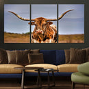 Texas Longhorn Wall Art Print, Framed Longhorn Cow Wall Art