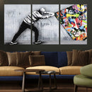 Banksy Art Behind the Curtain Street Wall Art Canvas Print |
