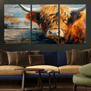 Highland Cow Abstract Canvas Wall Art – Bold Farmhouse