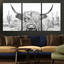 Rustic Charm | Cow Longhorn Black White Bighorn Wall Art