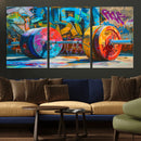 Fitness Gym Barbell Graffiti Wall Art Canvas Print