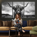 Scottish Cow Wall Art Canvas Print | Longhorn Wall Art |