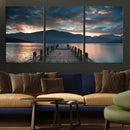 Mountain Lake Wood Pier Canvas Wall Art Nature Lake Print
