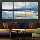 Abstract Ocean Canvas Wall Art - Coastal Blue and Gold