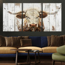 Rustic Longhorn Bull Wall Art Canvas Set – Western-Inspired