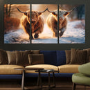 Scottish Highland Cow Horn Farm Wall Art Canvas Print