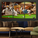 Dogs Playing Pool Canvas Wall Art Funny Gifts Dog Print