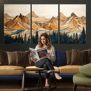 Rustic Wood Mountain Wall Art Print | Triptych Giclee Print