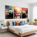 Weightlifting Barbell Art Triptych, Bold Abstract Fitness
