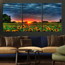 Golden Sunflower Field at Sunset – Breathtaking Sky and