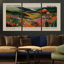 Yayoi Kusama Landscape Canvas Print, Vibrant Floral Mountain