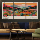 Yayoi Kusama Landscape Canvas Print, Vibrant Floral Mountain