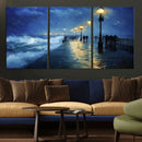 Abstract Stormy Ocean Pier Canvas Wall Art Print | Stormy